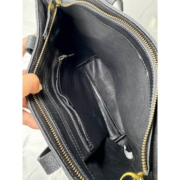 Madewell The Zip-Top Medium Transport Tote Black Leather Bag - Picture 9 of 13